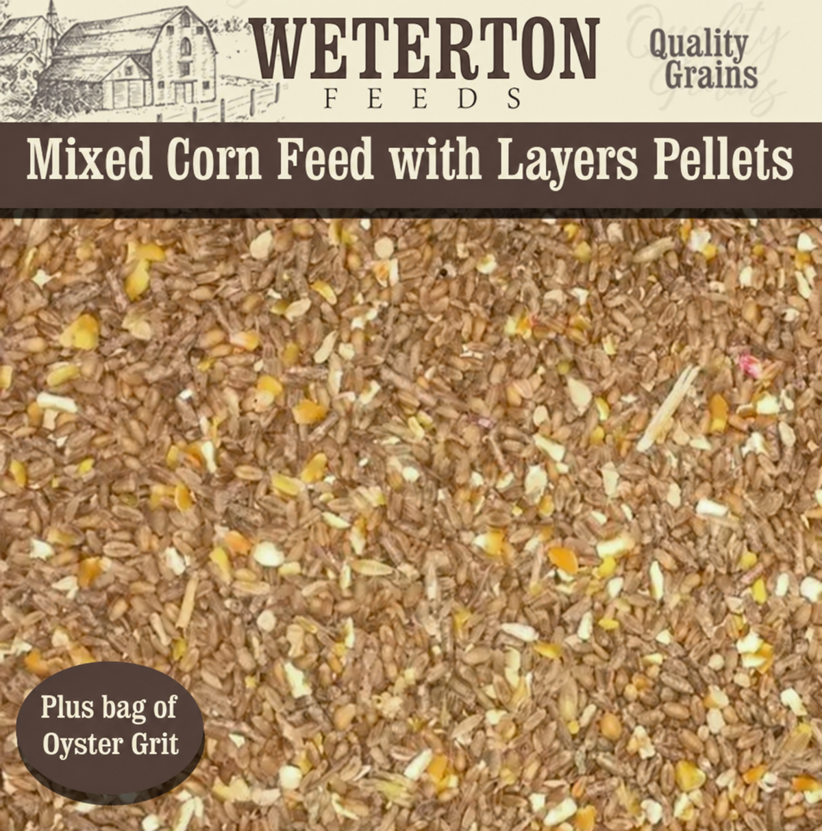 Mixed Poultry Corn with Layers Pellets & 1Kg Bag of Oyster Shell Grit