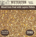 20Kg Mixed Poultry Corn with Layers Pellets & 1Kg Bag of Oyster Shell Grit
