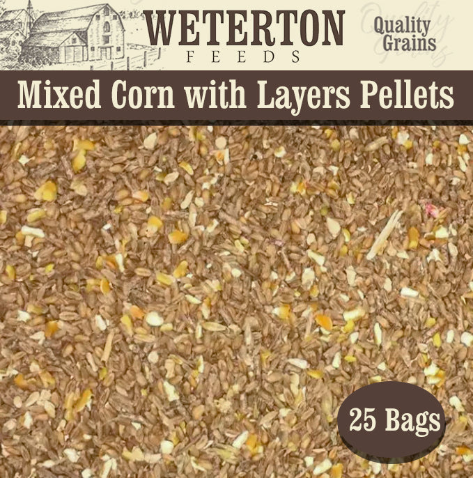 500Kg Mixed Corn with Layers Pellets for Poultry 25 x 20Kg Bags